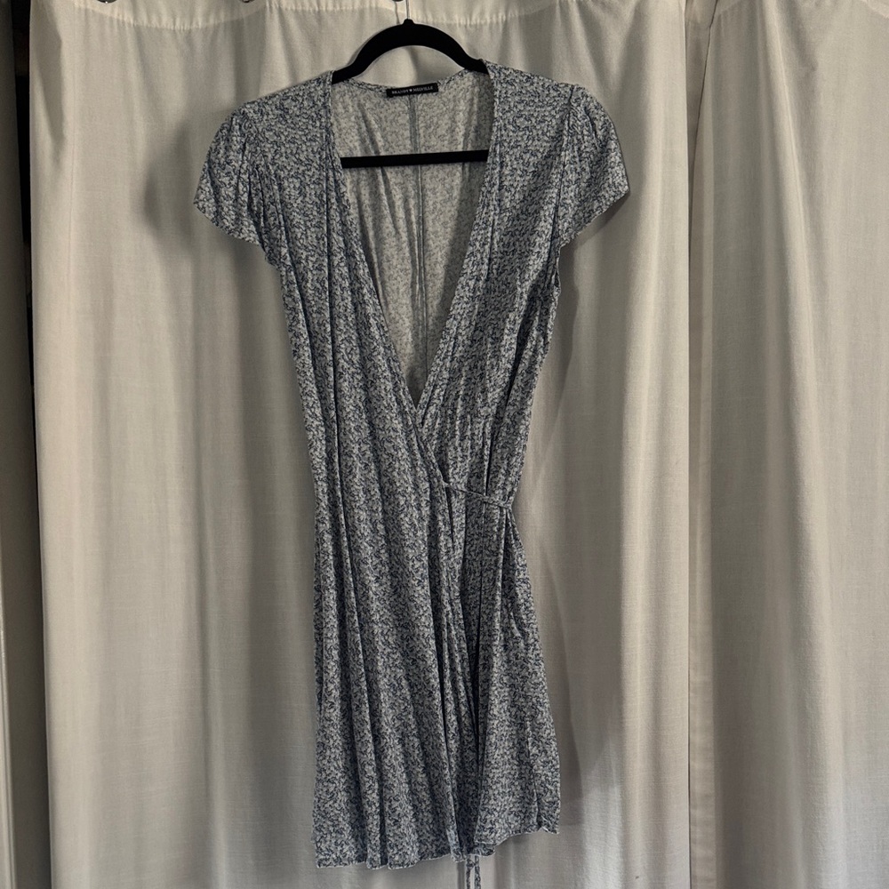 Brandy Melville Navy Floral Mini Wrap Dress